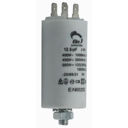 Motor run capacitor 12,5 µF 35x65mm 450Vac 5%  85°C.