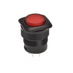 Enkelpolige drukknop rode LED ON-OFF 1A/250VAC 