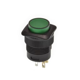 Enkelpolige drukknop groene LED ON-OFF 1A/250VAC 
