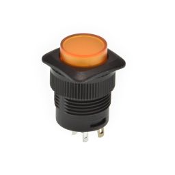 Enkelpolige drukknop amber LED ON-OFF 1A/250VAC 