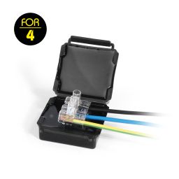 Waterdichte aansluitbox  zwart 4mm² 52x53x29mm - IPX8 - 1st 