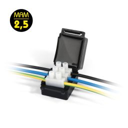 Waterdichte aansluitbox 2,5mm² NANO - zwart - 36x37x26mm IPX8 - 2 stuks 