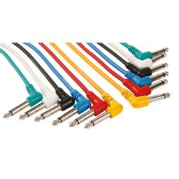 Professionele patchkabel - 6,35mm mono 90° naar 6.35mm mono 90° (6 kleuren - 1m) 
