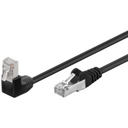 CAT 6e patchcable 1x 90°angled, F/UTP, black 1m.