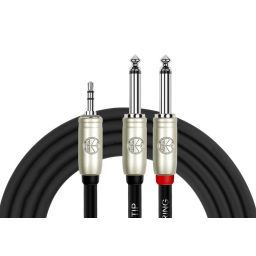 3,5mm stereo phone plug -> 2x 6,3mm mono mannelijk - 1 meter 