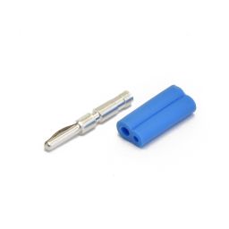 Banaanstekker - 2mm - Blauw - Stapelbaar  Voor op kabel - Te solderen