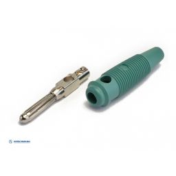 Banana plug - Green - 4mm - For cable - with screw connection - Hirschmann 