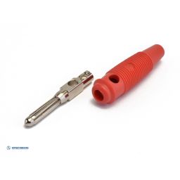 Fiche banane - Rouge - 4mm - Pour câble - Hirschmann