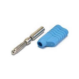Banaanstekker met axiale aansluiting - 4mm - Blauw - Voor op kabel - Te solderen 