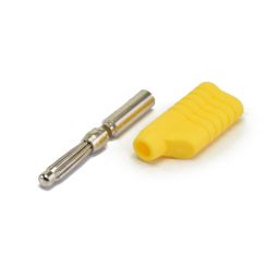 Fiche banane avec connection axiale - Jaune - 4mm - Pour câble - à souder 