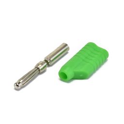 Banana plug with axial jack - 4mm - Green - For cable - To solder  