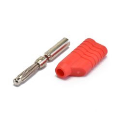 Fiche banane avec connection axiale - Rouge - 4mm - Pour câble - à souder 