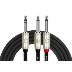6.3mm stereo phone plug -> 2x 6,3mm mono mannelijk - 3 meter 