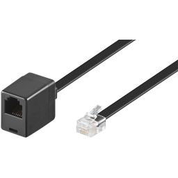 RJ12 (6/6) verlengsnoer - RJ12 mannelijk <-> RJ12 vrouwelijk - 3 meter - zwart