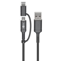 USB cable for charging and synchronising - USB A <-> Micro-USB & USB-C™ 