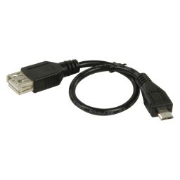 USB 2.0-Kabel - Micro-B Male - A Female- 0,2 m - Zwart 