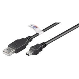 USB kabel V2.0 - USB A V2.0 mannelijk naar mini USB - 5,0m 