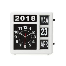 Flipover wandklok met kalender - 31 x 31 cm.- Engels 