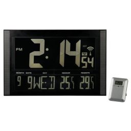 Grote DCF Wandklok - met negatieve display - Met temperatuurweergave 