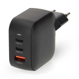 USB GaN wandlader 70W PD3.0 2x USB-C en 1 x USB-A Zwart 