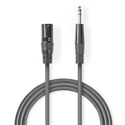 XLR mannelijk <-> 6,3mm stereo mannelijk - 3 meter 