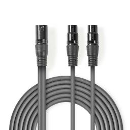 XLR mannelijk <-> 2 x XLR vrouwelijk - 1,5 meter 