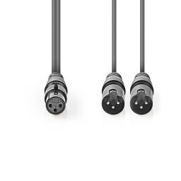XLR vrouwelijk <-> 2 x XLR mannelijk - 1,5 meter 